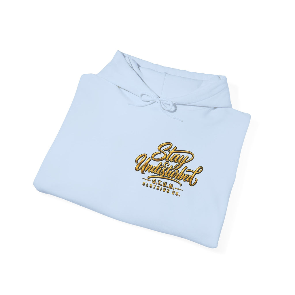 "Stay Undisturbed" Hoodie, Unisex — Minimalistischer Script-Pullover im Relaxed-Fit