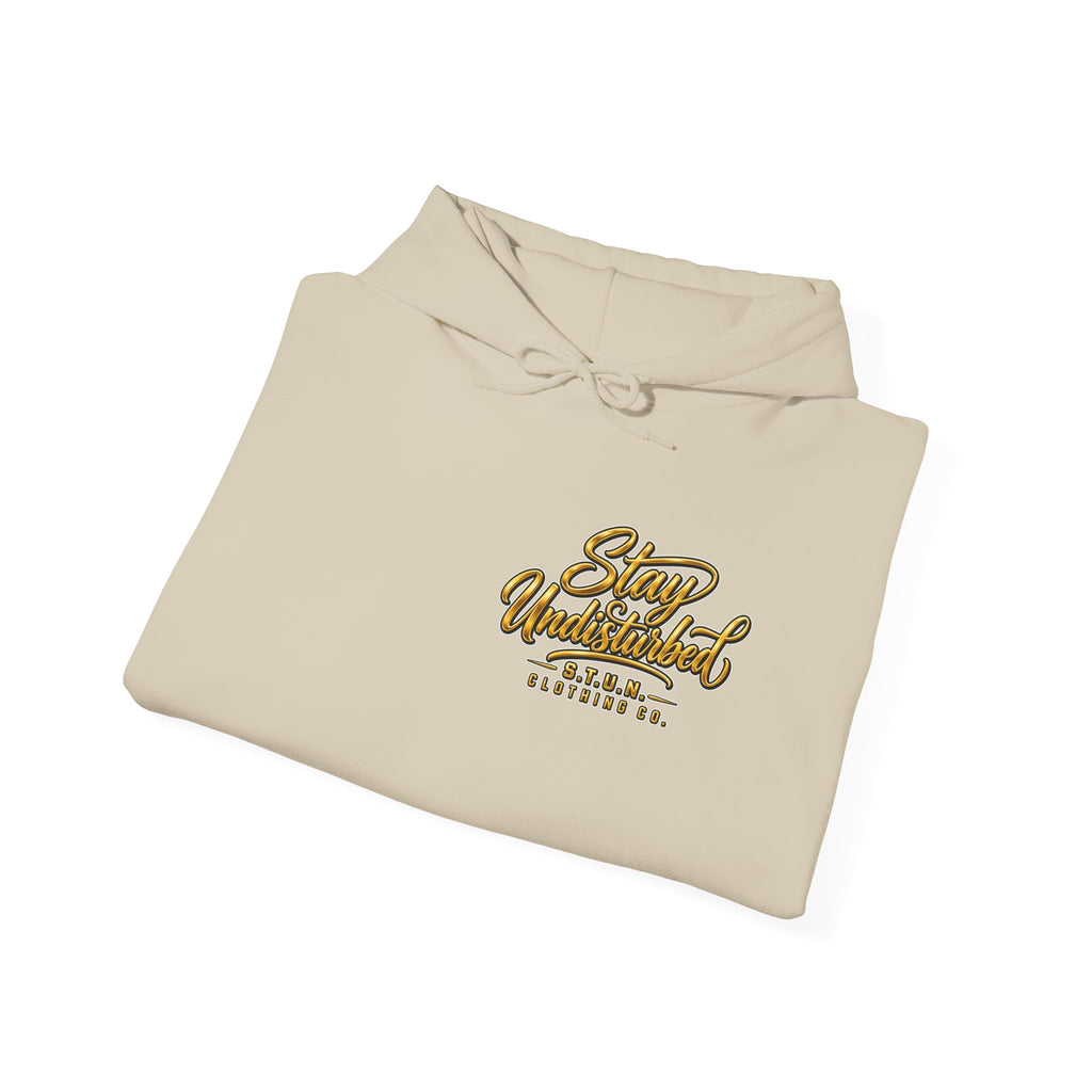 "Stay Undisturbed" Hoodie, Unisex — Minimalistischer Script-Pullover im Relaxed-Fit