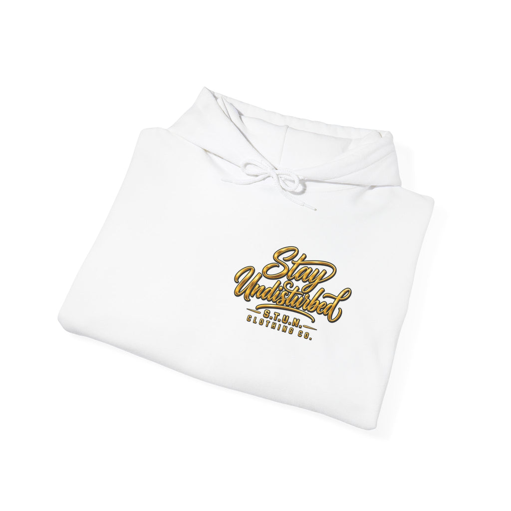 "Stay Undisturbed" Hoodie, Unisex — Minimalistischer Script-Pullover im Relaxed-Fit
